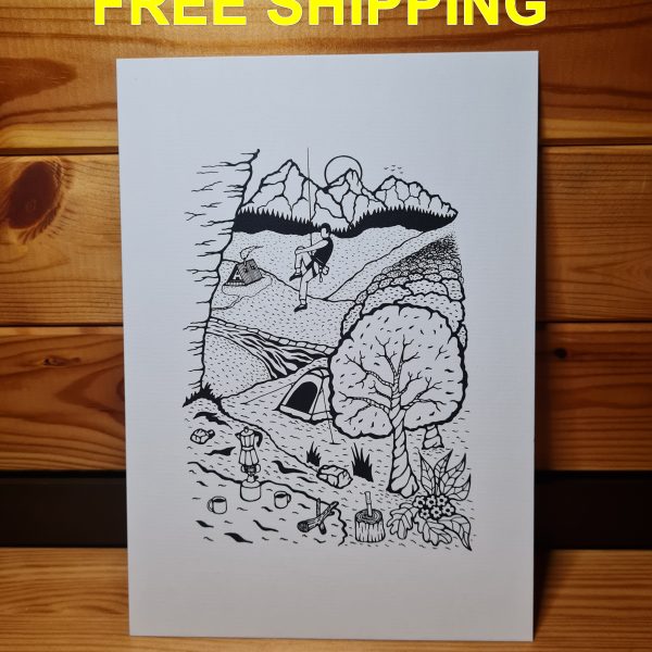 Climbing Art Print A5: Happy Descending