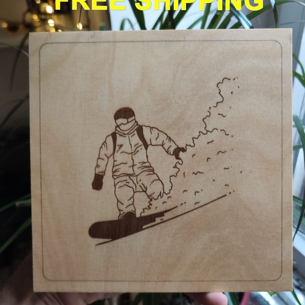 Snowboarder - Laser Engraved Wooden Wall Art